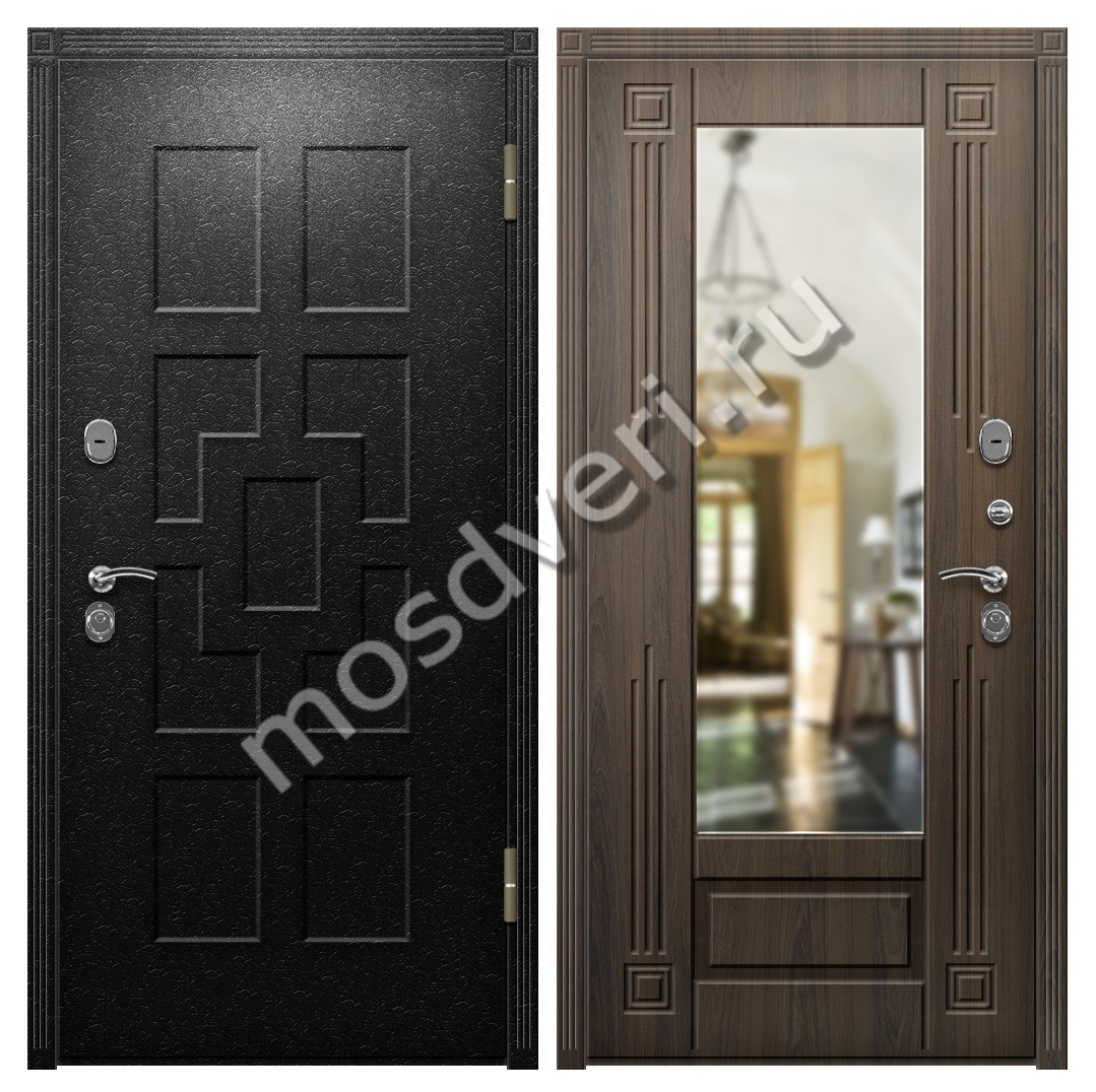 Металлическая дверь в дом с зеркалом Крокодил - купить от производителя Мосдвери Металлическая дверь в дом с зеркалом Крокодил