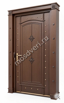Входная дверь в коттедж коричневая с резным МДФ - купить от производителя Мосдвери Входная дверь в коттедж коричневая с резным МДФ