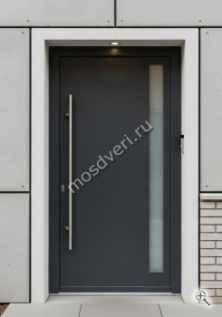 Современная входная дверь в частный дом серая со стеклом - купить от производителя Мосдвери Современная входная дверь в частный дом серая со стеклом