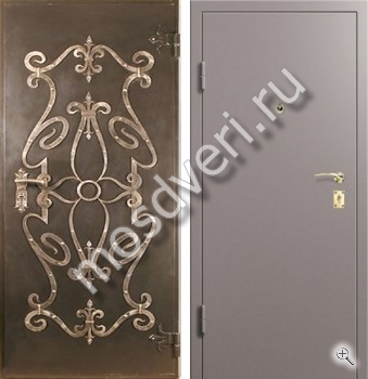 Железная входная дверь с порошковым окрасом и ковкой - купить от производителя Мосдвери Железная входная дверь с порошковым окрасом и ковкой